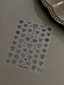 Minimalist black heart nail art stickers YT6722 with embossed line and dot patterns - Embossed Black YT6722