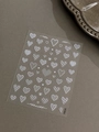 Embossed white heart nail art sticker YT6723 with stripes and polka dots pattern - Embossed White YT6723