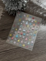 Relief Christmas nail stickers YT6581 with colorful trees and snowflakes on wood - YT6581 Multicolor