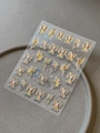 Detailed view of luxury gold butterfly nail stickers with colorful oil painting textures - Gold Silver Laser (YT6739Pro)