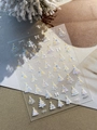 Macro detail of YT6571 5D embossed Christmas tree nail stickers with white bows and gold stars - Relief Blue Christmas Tree (YT6571)