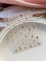 Close-up of embossed heart nail art stickers featuring red and gold patterns on a white plate - 3D Relief Vintage Color Heart Style (YT6503)