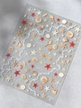 3D seashell and starfish nail stickers with pearlescent finish in beach style YT5943 - Summer Ocean Style (YT5943Te)