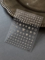 Detail of silver metallic star nail stickers with various sizes on a transparent film - Silver (YT6836Si)