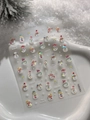 Autocollants nail art 3D holographiques avec bonhommes de neige et flocons de Noël - Lumière Coquille (YT6704Te)