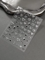 Silver bronzing heart nail art stickers with embossed love patterns and checkered designs - Silver Love Style (YT6807Si)