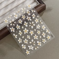 5D embossed white flower nail stickers with yellow centers, model YT6522, 3D floral art - Yellow Floral Style (YT6522)