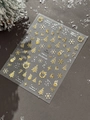 Details von Weihnachts-Nagelstickern mit goldenen 3D-Prägungen von Elch und Baum - Gold Bronzierender Weihnachtsbaum Stil (YT6588Me) / Gold