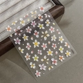 3D embossed floral nail art sticker YT6523 with small white flowers on clear film - Yellow Pink Floral Style (YT6523)
