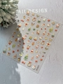 5D embossed Christmas nail stickers featuring Santa and snowman patterns, style TeYT6577 - Christmas Snowman Wreath Shell Luster (YT6577Te)