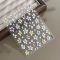 5D embossed nail stickers with multi-color 3D summer flowers and matte textured finish - Blue Green Floral Style (YT6524)