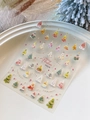 Christmas tree nail stickers with Merry Christmas lettering and festive colorful patterns - Hand-painted Merry Christmas (YT6574)