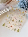 Stickers à ongles 3D sapins de Noël avec ampoules colorées et fanions, style YT6575 - Lustre de Coquille Sapin de Noël Coloré (YT6575)