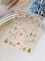 Close-up of embossed 5D Christmas tree nail stickers with Merry Christmas text and patterns - Shell Luster Style (YT6575Te)