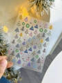 Autocollants 3D pour ongles sapin de Noël YT3777 avec couronnes et étoiles - Relief 3D Couronne et Étoiles (YT3777)