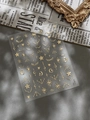 Golden sun moon nail art stickers with celestial patterns and vintage gold foil finish - Gold Vintage Celestial Style (YT6819Me)