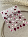 Detailweergave van 3D-reliëf bloemennagelstickers met model YT6794 en delicate bloempatronen - Gelei (YT6794) / Fuchsia