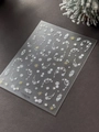 5D embossed white snowflake nail stickers with gold accents for winter French manicure - Gold Embossed Snowflake (YT6691Me)