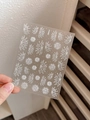 Self-adhesive white fireworks nail art stickers with glitter patterns on clear sheet YT4482 - Relief (YT4482)
