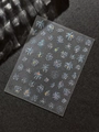Holographic laser silver firework nail art stickers with shimmering glitter design - Shell Light (YT7155Te) Blue