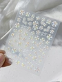 Holografischer Nagelaufkleber mit Blumenmuster im Laser-Design YT5296 für Maniküre - Muschelglanz (YT5296Te)