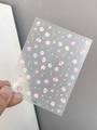 Floral embossed nail art stickers in pastel pink and purple with leaves, model YT5394 - Embossed (YT5394)