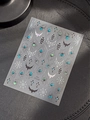 Halloween-Nagelsticker mit Spinnen und Kreuzen auf schwarzem Hintergrund, Modell YT5356 - Sternenfolie (YT5356Pro)