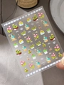 Bunte Kaktus und Sukkulenten Nagelaufkleber mit dekorativen englischen Sätzen YT5475 - Flacher Kaktus-Stil (YT5475Pm)