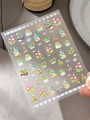 Bunter Kaktus Nagelaufkleber mit Holo-Effekt für Maniküre und DIY-Bastelarbeiten - 5D Relief Laser Kaktus-Stil (YT5477Tm)