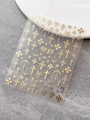 Gouden 3D gotische kruis nagelstickers met metalen schild- en ankermotieven erop - Foliedruk Goud (YT4384Me) / Goud