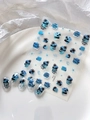 Detail of beach themed nail stickers with blue palm trees and sea stars decoration - Embossed Summer Shore (YT6029Pro)