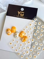 Vista de pegatinas para uñas con diseño de huevo frito amarillo y letras de omelette - Estilo de Relieve 5D (YT5261)