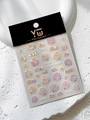 Holographic cartoon sheep nail stickers with rainbow laser finish and cute animal art - Holographic Cotton Candy Garden Style (YT5970)