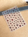 Pink and black leopard print star nail stickers YT5823 on clear backing sheet - Plane Yt5823pm