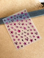 Pink and black leopard print star nail stickers on transparent backing film for DIY art - Plane Yt5824pm