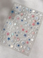 Detailed 3D embossed sea star and seashell nail art stickers in soft ocean blue and pearl pink - Shell Luster (YT5942Te)
