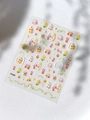 Detail of YT5928 embossed nail art stickers featuring cute yellow ducks and flowers - Embossed Yellow Duck (YT5928)