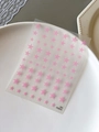 Delicate pink star nail art stickers with various sizes on a transparent backing - YT5915Pm / Pink