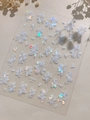 3D embossed shell flower nail stickers with holographic aurora finish style YT5423 - Aurora White Flower Style (YT5423Pro)