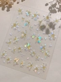 Self-adhesive nail art sticker YT5427 Pro featuring white and yellow flower patterns - Holographic Yellow White Flower Style (YT5427Pro)
