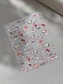 Dettaglio di adesivi per unghie con bassotti e ciliegie su sfondo grigio testurizzato - Stile Gelatina (YT5923Gd)