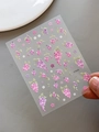 5D embossed nail stickers featuring purple floral vine and berry patterns YT5626 - Embossed YT5626