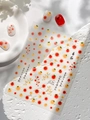 Minimalist red and yellow tomato nail art stickers on a stylish white stone surface - Flat Type (YT5374Pm)