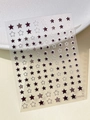 Detailed view of bronzing star nail art stickers with metallic gold and silver finish - Silver Star Style (YT5793Si)