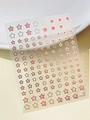 Macro detail of star nail art stickers with pink and gold foil constellation patterns - Pink Star Style (YT5791Me)