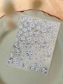 Light blue floral nail art stickers with watercolor design and black outlines YT5678 - Relief Silver Stamping Style (YT5678Pro)