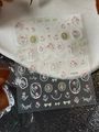 Exquisite tulip and green bow nail art stickers with pearl accents, model YT5579 - Relief Style (YT5579)