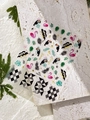 Cute bird and tropical summer nail art stickers with geometric patterns YT6151 - Gold Tropical Summer Style (YT6151Hj)