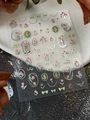 Sweet tulip nail art stickers with pink floral patterns and silver bow accents - Silver Yt5578pro