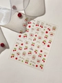 Cute strawberry and cherry 5D embossed nail stickers with gold bow accents YT5909 - Double Layer Gold Strawberry Bow (YT5909Pro)
